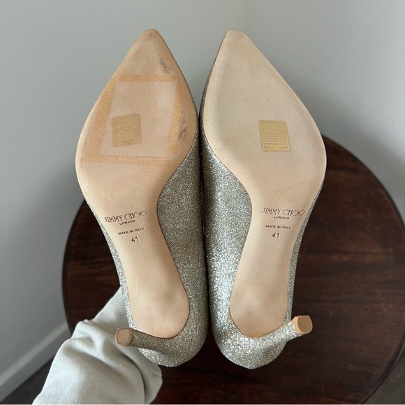 NWT Jimmy Choo Romy Platinum Ice Glitter Pump Heels